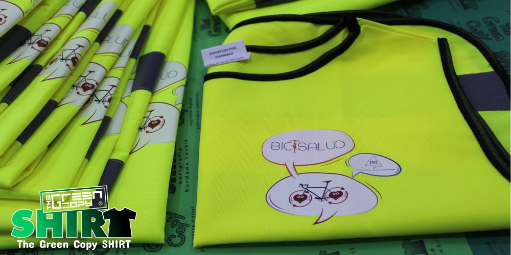 imprimir chalecos reflectantes para eventos bici salud impresion serigrafia de camisetas textil l Villanueva de la Cañada MADRID